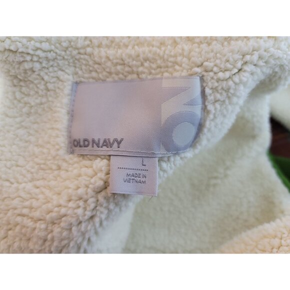 Old Navy Large Fleece Lined Zippered Vest Pockets Green Elastic Bottom Hem COMFY - Picture 11 of 11